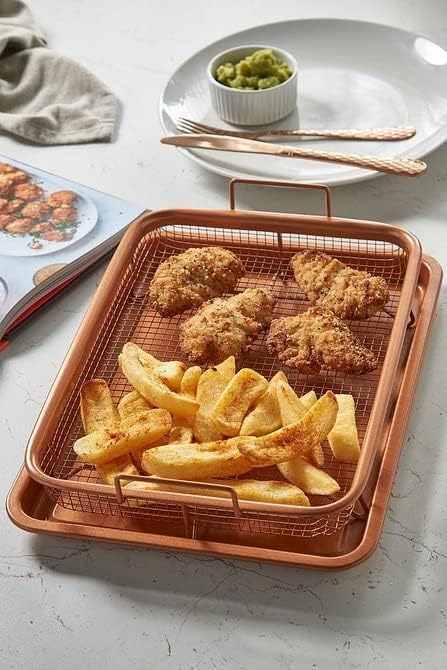 Magnova Deep Fry Basket for Kitchen Oil Strainer, Rectangular Crispy Fresh Preservation Tray, Non-Stick Oven Suitable for Baking and Frying