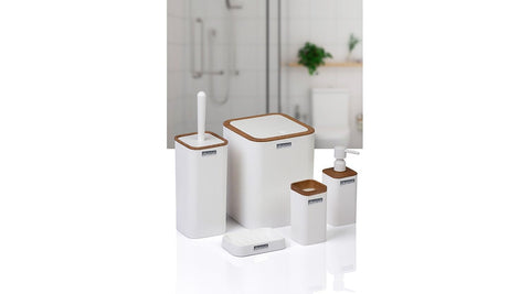 Okyanus 5-Piece Bathroom Set Mina Square (Wood) White, 36GCL-OKY-420-3-B