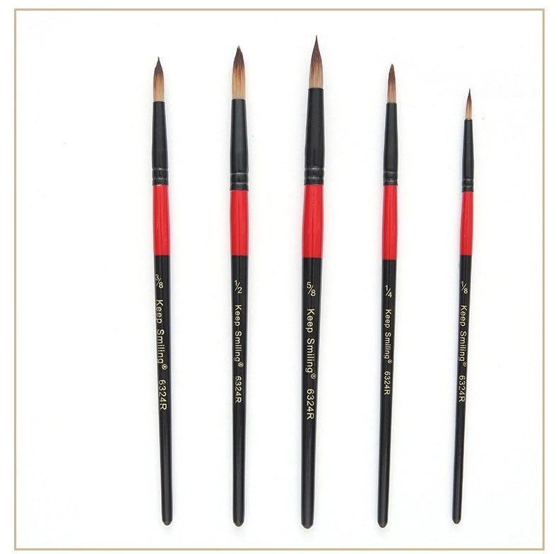S and A A6090R Keep Smiling Round Paint Brush 5-Piece Set, No. 2/6/8/10/12