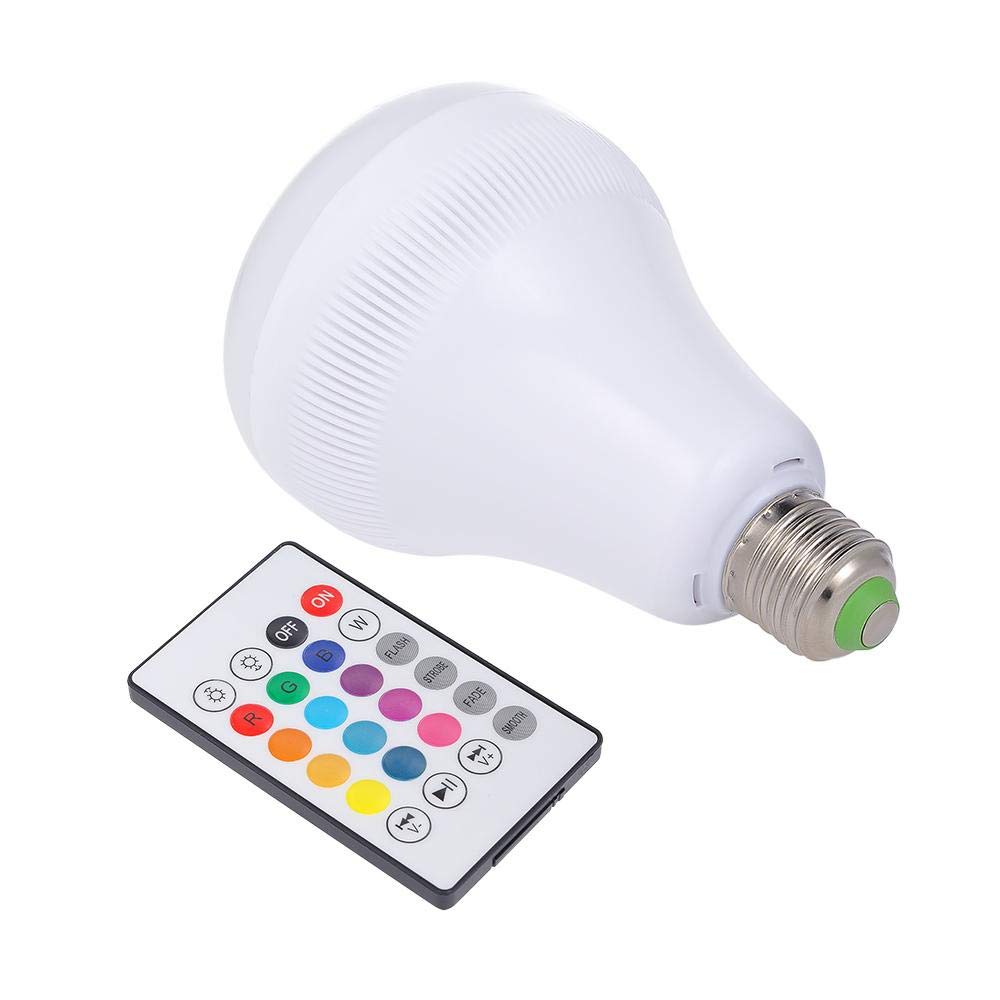 Intelligent LED Light Bulb with Integrated Bluetooth Speaker E27 7W RGB Flame Lamp with 13 Colors Wireless Stereo Audio with 24 Keys IR Remote Control