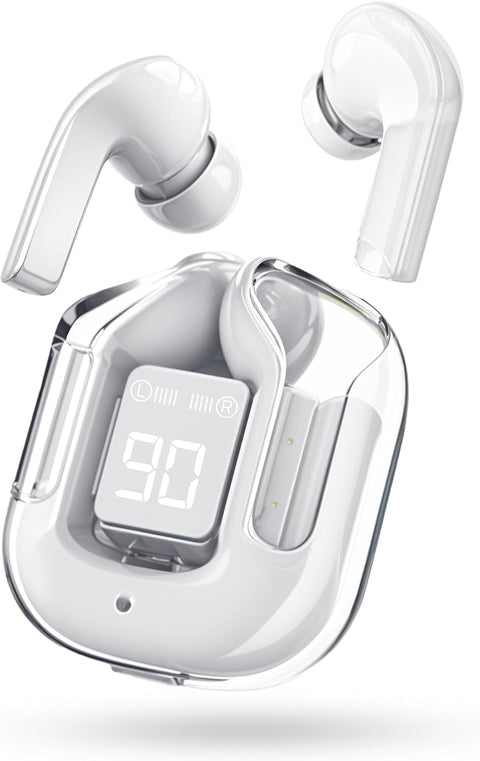 Bluetooth 5.3 Wireless Earbuds with Noise Isolation, Built-in Microphone, Touch Control, 300mAh Battery, 20H Battery Life, Fast Charging, RGB Light, Compatible with iPhone and Android (White)