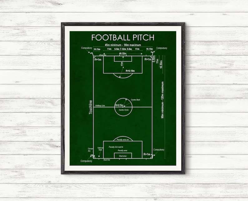 FOOTBALL PITCH,Soccer print,Soccer poster,Sport decor,Home decoration,Kids room, wall art, Sport art, print, Child room,decor,Gift idea (20x30cm, black)