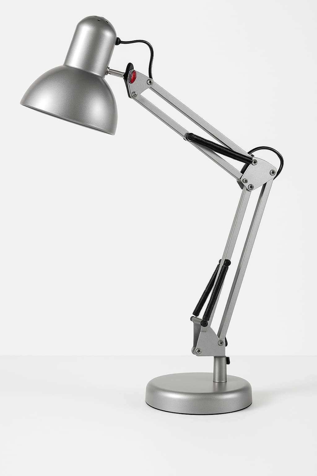 TECHZONE Adjustable Swing Arm Modern Desk Lamp – Classic Adjustable Arm Lighting with Long Reach, Dimmable LED Table Lamp for Home & Office Workspace (Silver)