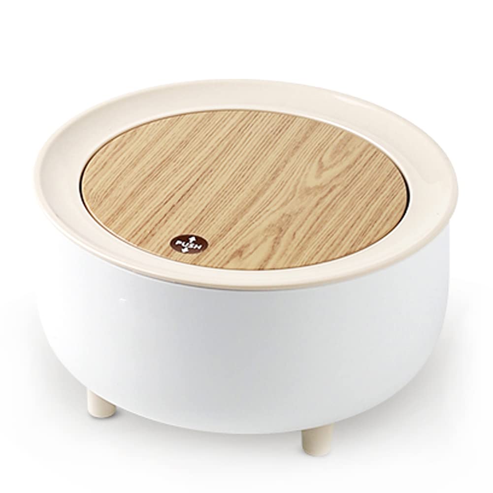 Doyingus Mini Trash Can with Lid, Round Cute Wastebasket, Small Desktop Garbage Can Tiny Countertop Trash Bin for Table Bedroom Office