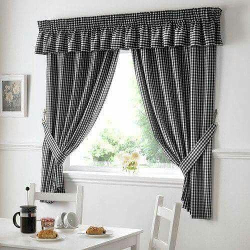 Plaid Curtain for Kitchen or Bathroom Window