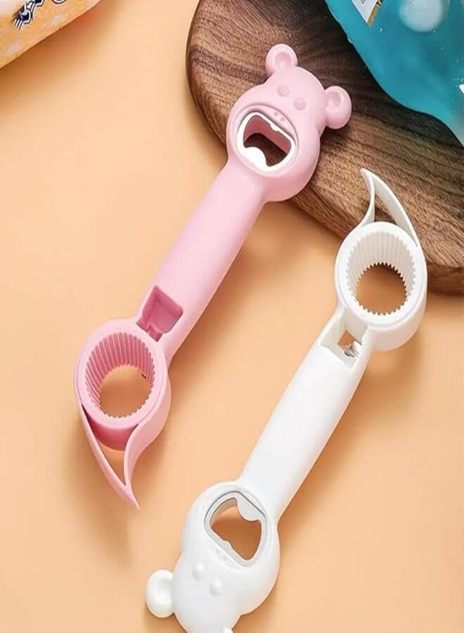Practical Kitchen Tool: multifunctional bottle opener for jelly jars, tuna cans, nail protection bottle opener, suitable for kids, best product supplier Al-Israa (2, White)