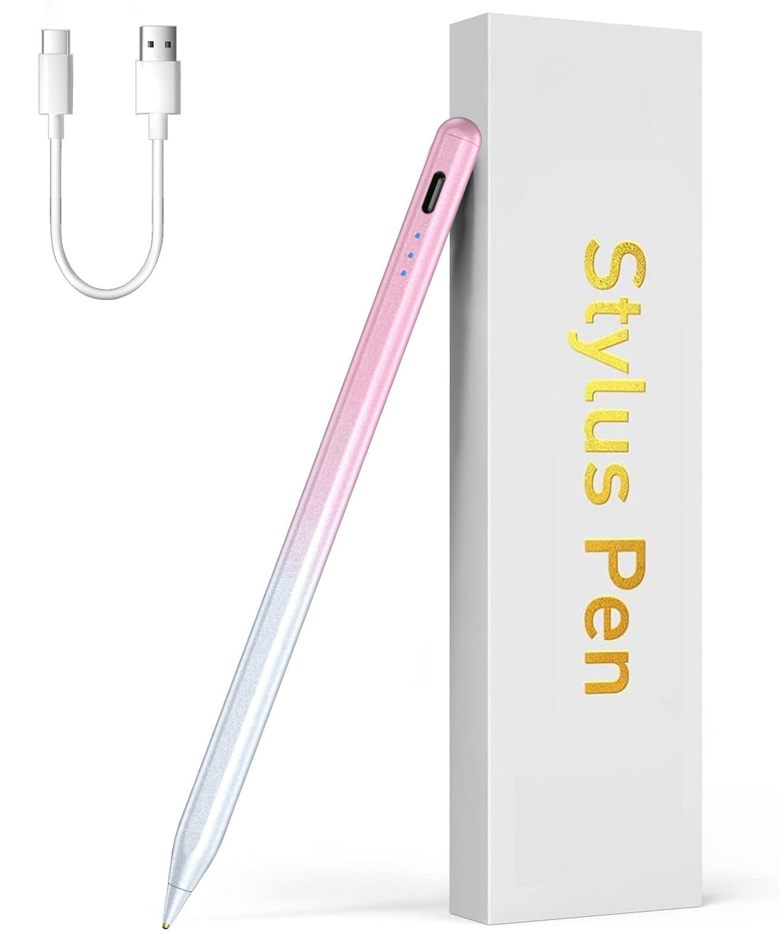 Universal Stylus Pen for iOS & Android Touch Screens - Compatible with iPhone, Android Phones, iPad, Samsung Tablets - Drawing & Writing (E - Pink - Universal 3 Lights)