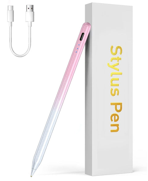 Universal Stylus Pen for iOS & Android Touch Screens - Compatible with iPhone, Android Phones, iPad, Samsung Tablets - Drawing & Writing (E - Pink - Universal 3 Lights)