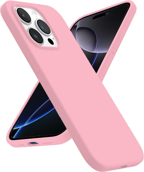 TR-PLANET for iPhone 16 Pro Liquid Silicon Cover, Microfiber Lining Shockproof Slim Thin Phone Cover, Lightweight Soft Back TPU Rubber Gel Case Compatible With iPhone 16 Pro, pink