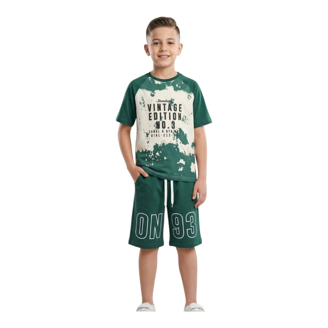 Kids Town Cotton Summer Set Of 2 Pieces Half Sleeve T-Shirt And Short For Boys From 6-12 Years – Comfortable Design And Unique Colors And Modern Shapes