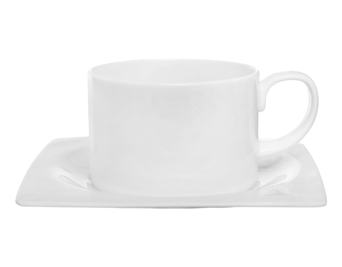 Royal Porcelain | Coffee Cup 0.21 L & Saucer 14 CM | Set of 2 | Fine China - Time Square | White