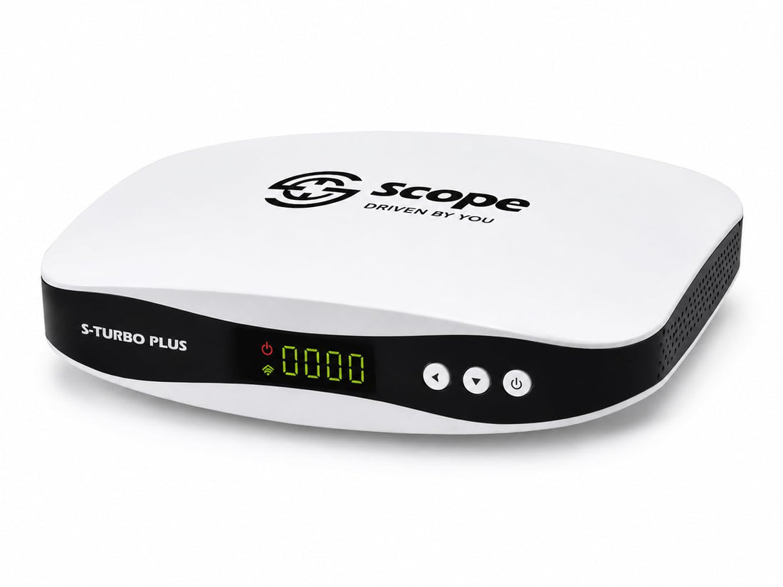 Scope S-TURBO PLUS Full HD 1080P Receiver, H.265 HEVC Support, AirPods Connection, 16MB Memory, White
