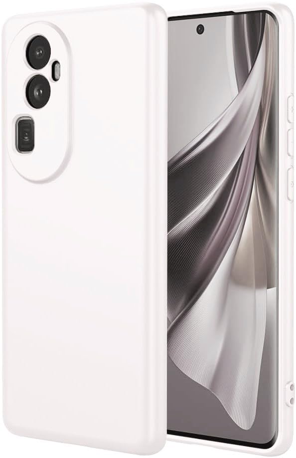 (Reno 10 Pro plus 5G) Shockproof Liquid Silicone Back Case Cover with Fur Lined Interior and Full Camera Cover Compatible with Oppo Reno 10 Pro Plus 5G (White)