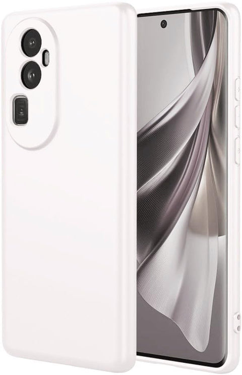 (Reno 10 Pro plus 5G) Shockproof Liquid Silicone Back Case Cover with Fur Lined Interior and Full Camera Cover Compatible with Oppo Reno 10 Pro Plus 5G (White)