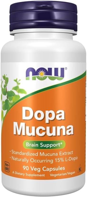 Dopa Mucuna Brain Support, Capsule, 90 Veg Capsules, Standardized Mucuna Extract, 15% L-Dopa, Non-GMO, Gluten-Free