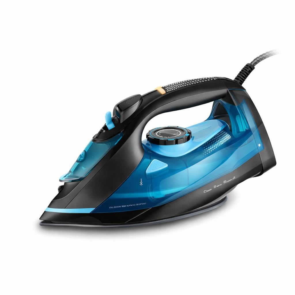 Powerful Steam Iron 3000W, 450ml Water Tank, Ceramic Soleplate, Temperature Control, Self Cleaning