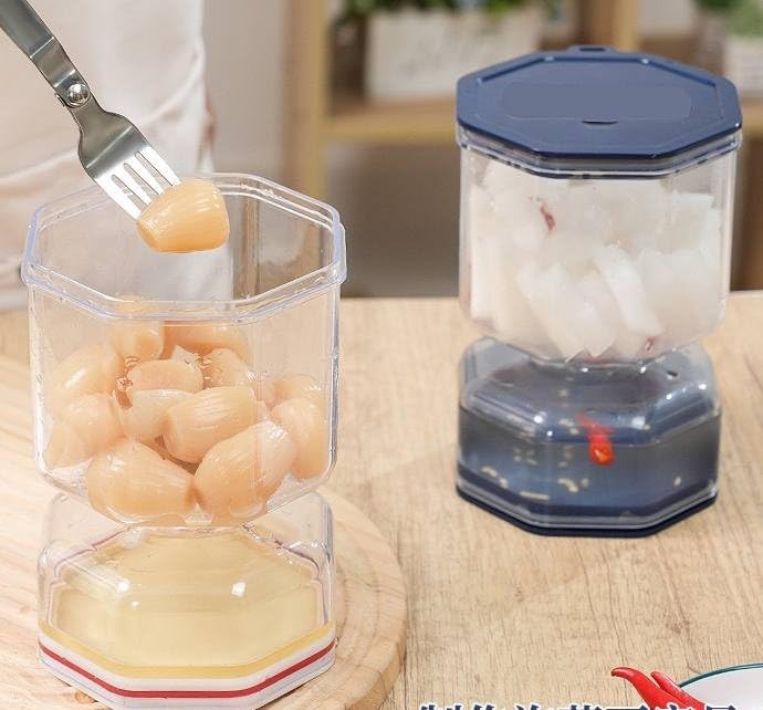 Hourglass Pickle and Olive Storage Container, Clear Acrylic, 250ml Capacity, Double Compartment Design .ka