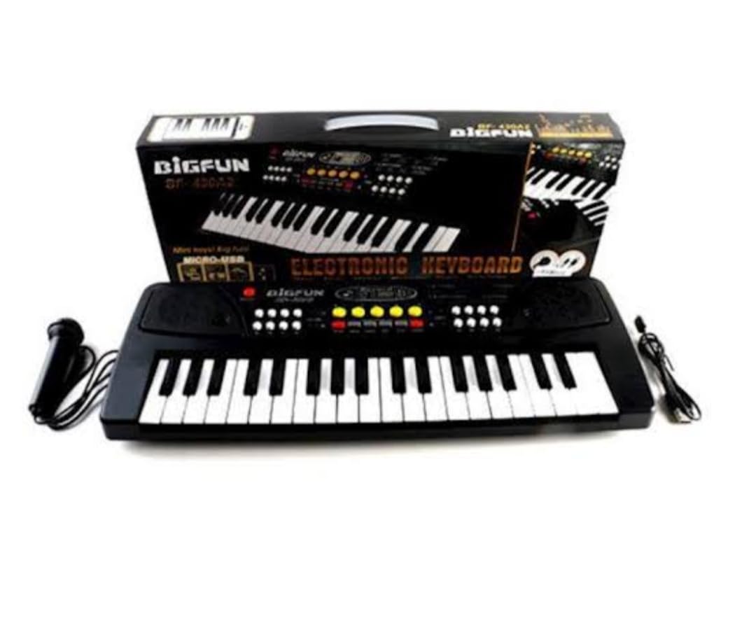 Erg Piano 37 Keys with USB Port and DC Power Option, Recording, Microphone with USB Port, Charger for Kids - Latest Mode (Black) Small Size - Uses Speaker Up B Flash with Songs MB3