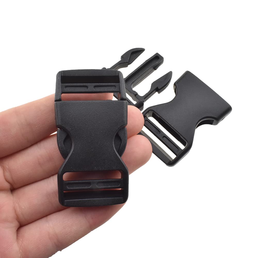 Non-Slip Plastic Release Buckles Dual Adjustable 1inch Length Button Snap Clip Sturdy Secure Hold Removable Clean Edge No Burr Handy for Nylon Fanny Bag Belt Dog Collar Luggage Strap 2PCS