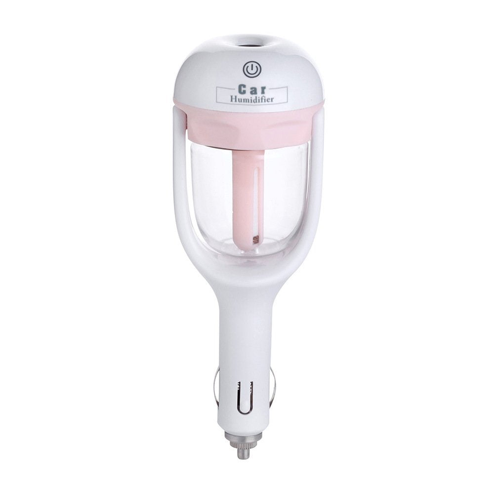Car Air Purifier Humidifier And Aromatherapy Mini Car Charger Port Portable Cool Mist Humidifier With Aroma Essential Oils Diffuser - 12V Dc,2-Hour Automatic Shut-Off (Pink)