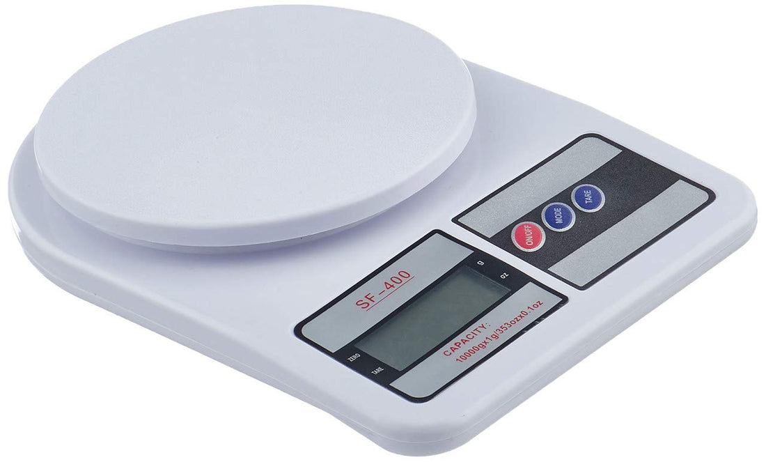 Plastic Kitchen Digital Scale with Plate, 10 kg - White