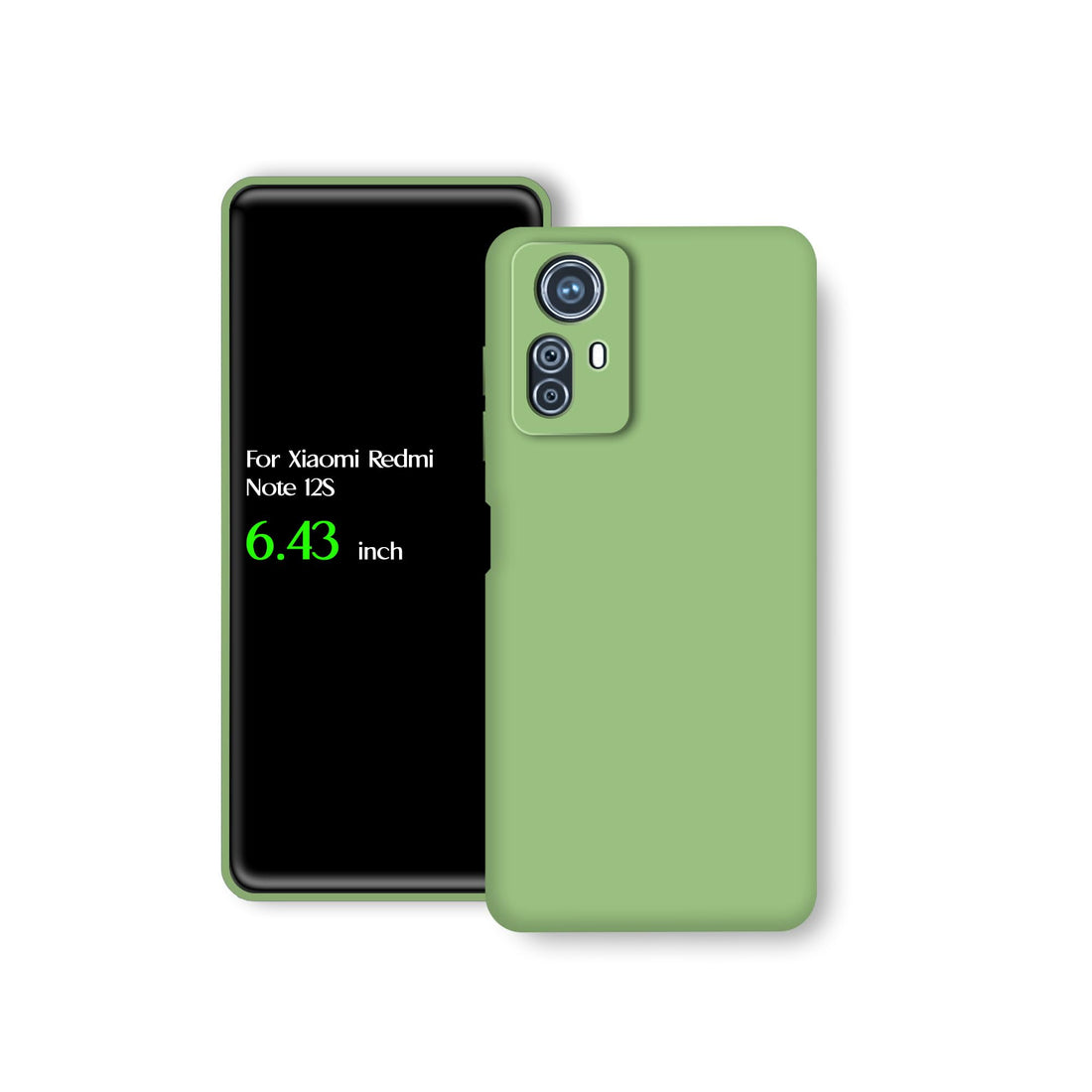 For Xiaomi Redmi Note 12S Silicone Back Color Cover,Camera Protection From Shocks From TPU Compatible For Xiaomi Redmi Note 12S (6.43") (Mint Green)