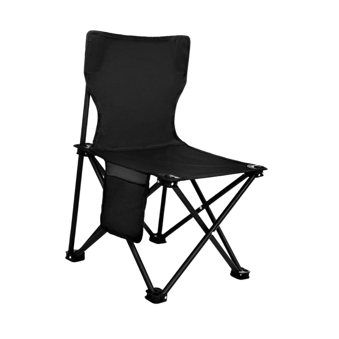 Folding Chair for Camping and Fishing with Storage Pocket and Backrest, Black Extra Large