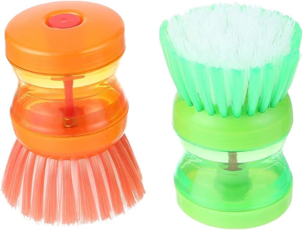 Box Pro Soap Dispensing Dish Brush - Ergonomic Kitchen Scrubbing Brush with Built-in Liquid Soap Reservoir - Heavy Duty Cleaning Tool for Dishes, Pots & Pans - Leak-Proof Design (Multi-Color)