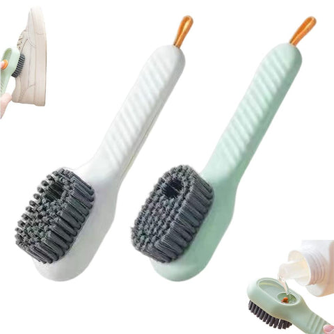 Amycute Pack of 2 household brushes with soft bristles, multifunctional shoe brush with liquid box, household cleaning brush with soft bristles and soap dispenser