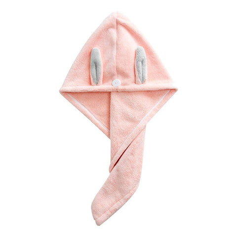 Hair Towel Wrap Kids Hair Drying Wrap Super Absorbent Microfiber Soft Comfortable Coral Velvet Towel Cute Rabbit Quick Dry Hair Cap with Buckle for Children Girls Wet Long Curly Thick Hair Head Caps