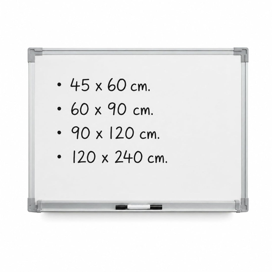 Magnetic Whiteboard with Aluminium Frame, Multiple Sizes, Pen Tray, ABS Corners, 2 Wall Hooks, for Home and Office (45x60 cm.)