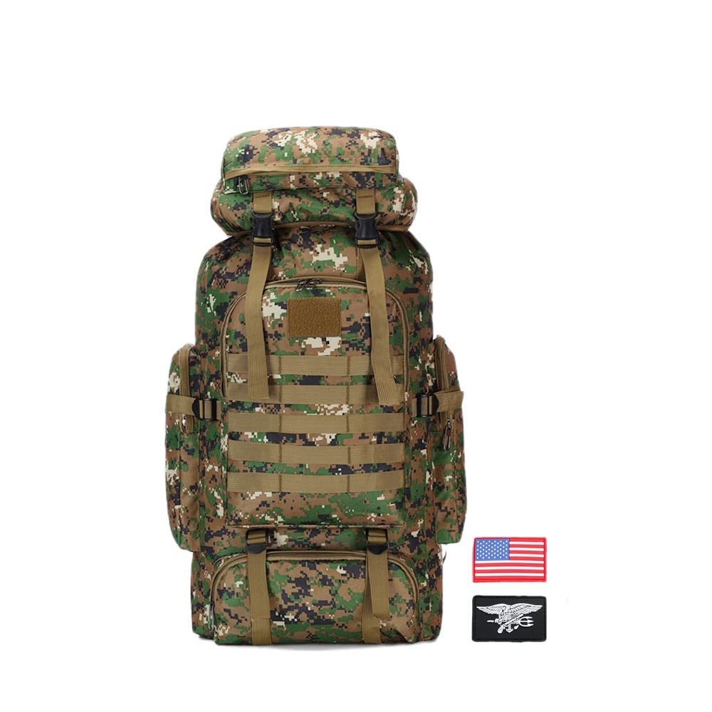 4land Waterproof Camping Hiking Backpack, 70L/100L Molle Rucksack for Men,Large Daypack for Travelling, Cp-70l, Rucksack Backpacks