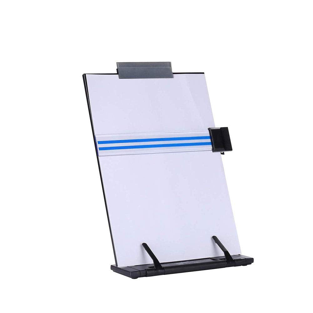 JOONOR Copyholder Document Holder Reading Stand Metal Desktop 7 Adjustable Positions with Clip and Line Guide for Typing Reading and Correct Bad Writing Posture