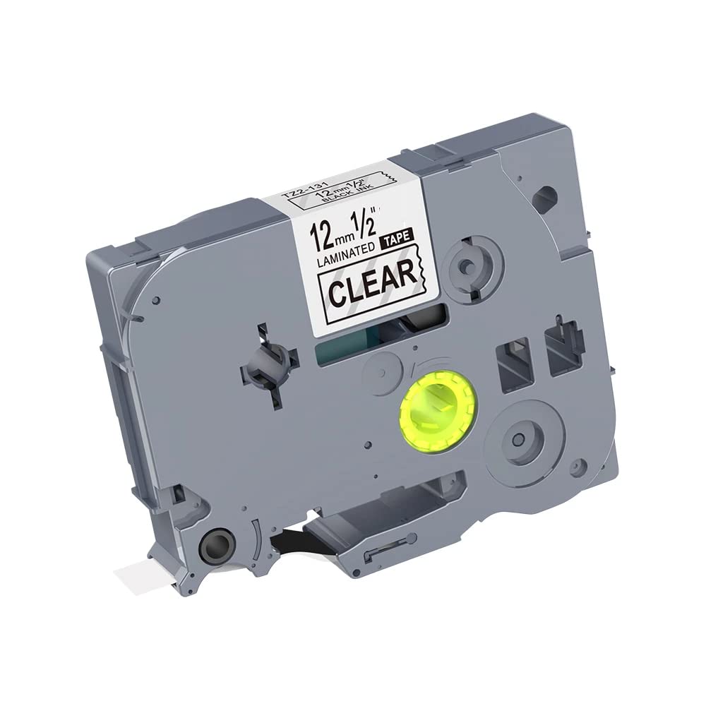 Laminated Label Tape 12mm Black on Clear TZe-131 Compatible With Brother P touch Label Printers