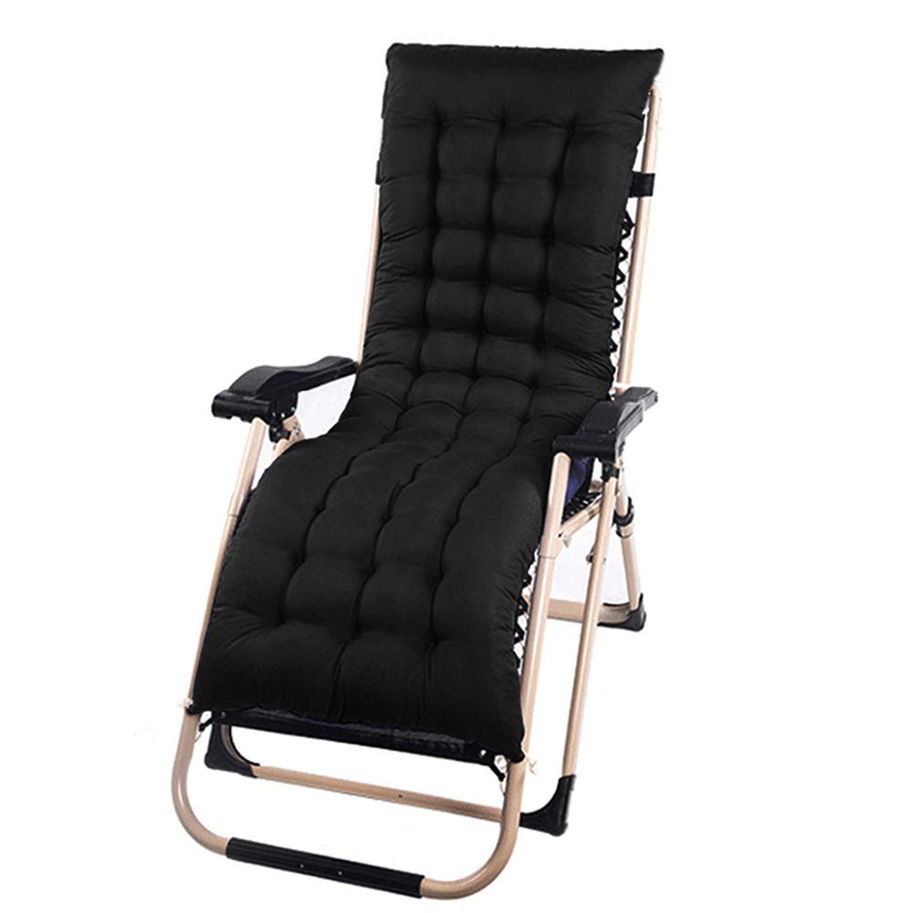 Sun Loungers Chair Cushion Adjustable Gravity Chaise Outdoor Reclining Replacement Pads Mattress Garden Thick Padded Bed Relaxer Chair Recliner Seat Pad for Patio Garden(1pc-Black-48 * 160cm)