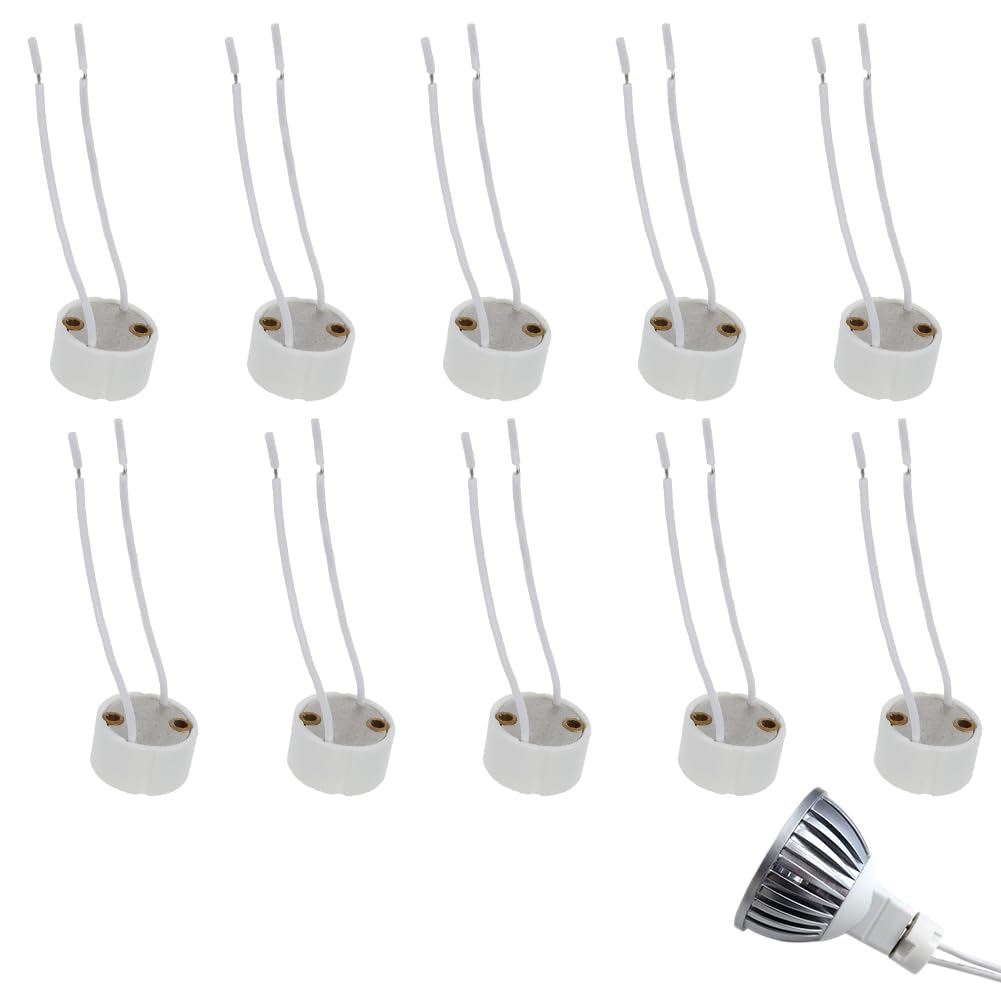 TUKNN GU10 Base Lamp Socket, GU10 Recessed Frame, GU10 Socket with Cable for LED and Halogen Lamps, LED Lamp Holder 230V, GU10 Socket for LED and Halogen, 10-Pack