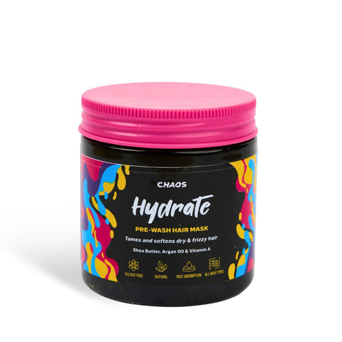 CHAOS Hydrate Pre-Wash Hair Mask – Tames & Softens Dry & Frizzy Hair – With Shea Butter, Argan Oil & Vitamin A – Sulfate-Free, Fast Absorption – Curly Hair – 300 ml