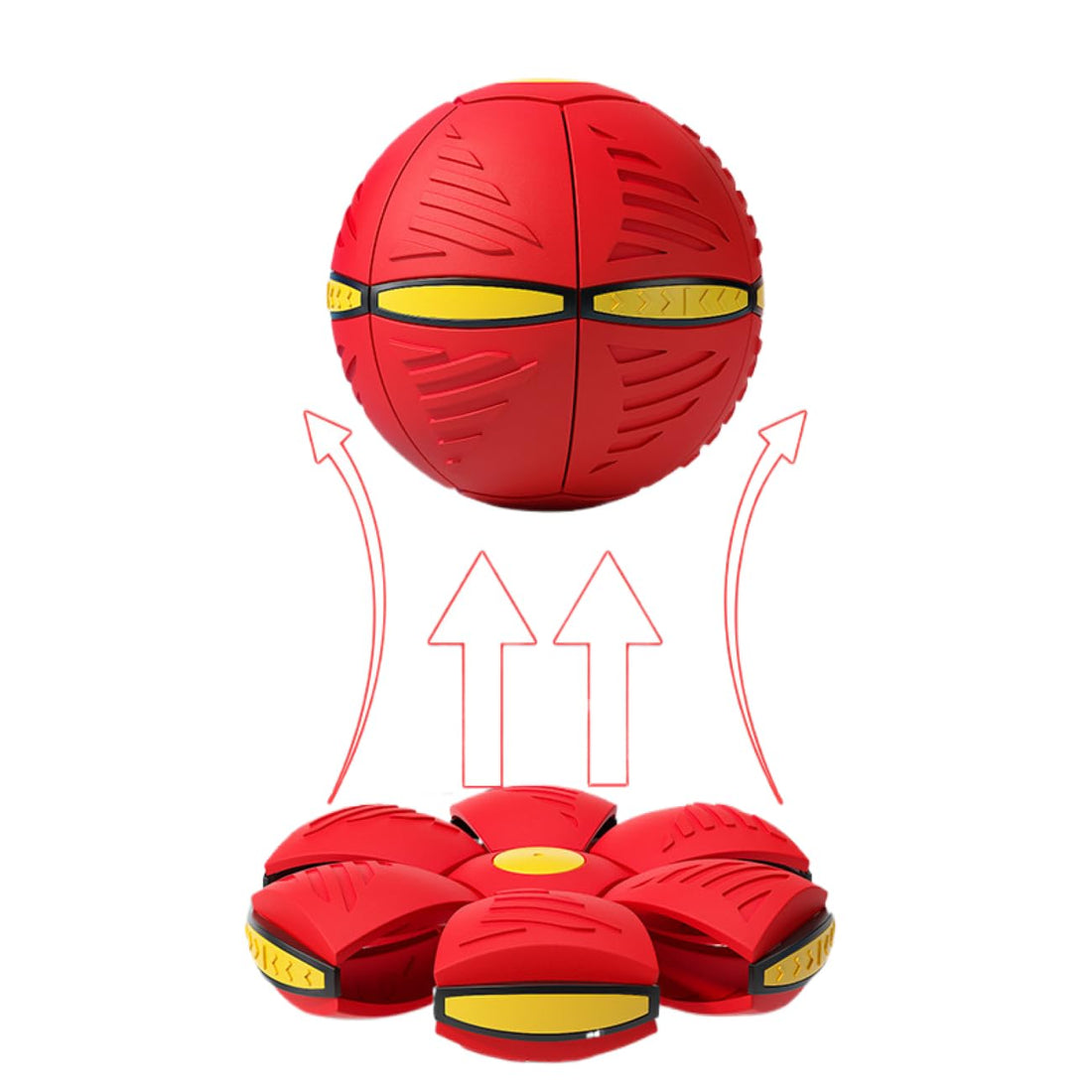 Flying Saucer Ball for Dogs,Pet Toy Interactive Flying Saucer Dog Toy Portable,Outdoor Yard Dog Toys,Perfect Doggy Disc Ball (Red)