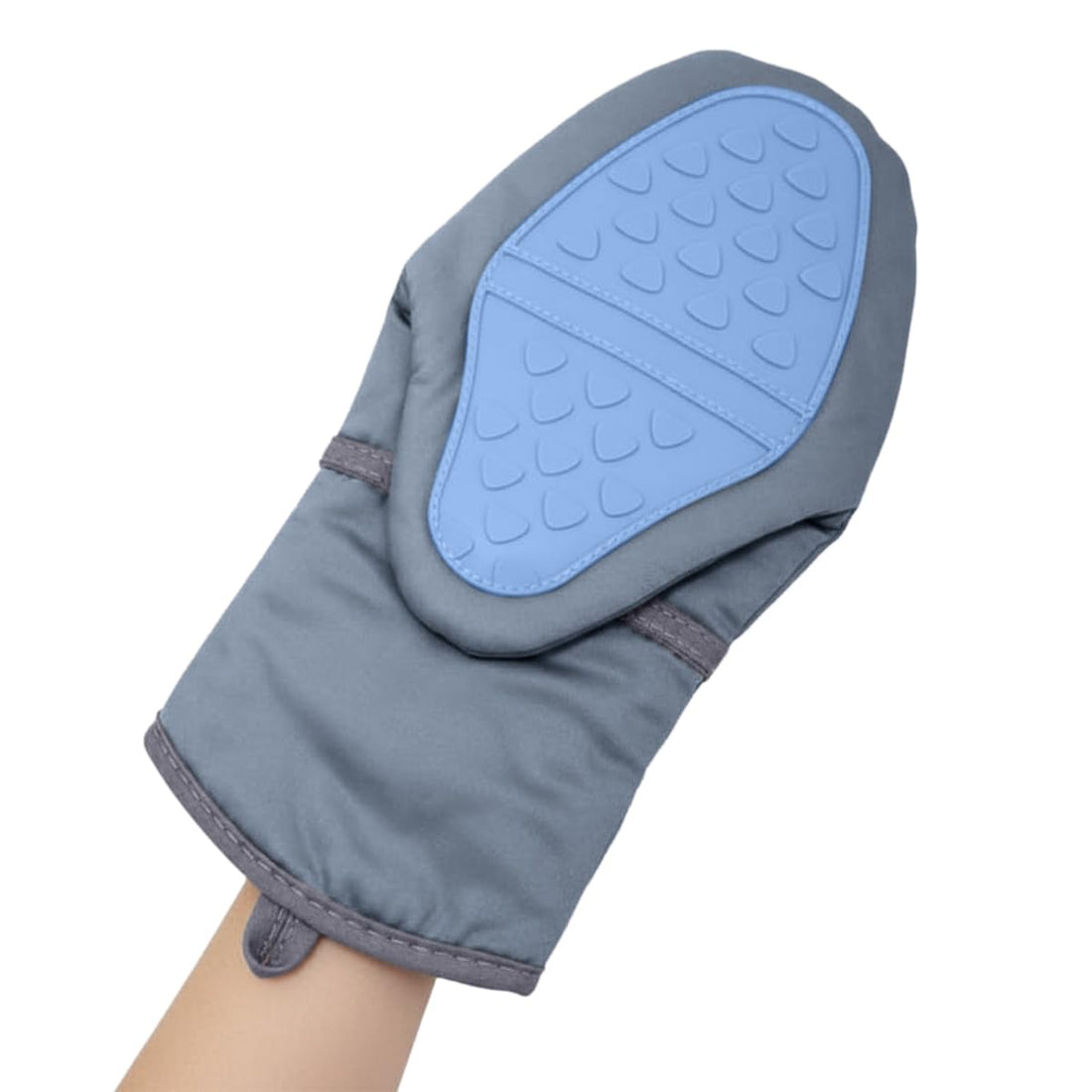 Silicone Oven Mitt Heat Resistant Oven Gloves For Cooking Baking And BBQ With Cotton Lining Non Slip Long Kitchen Gloves (Blue)