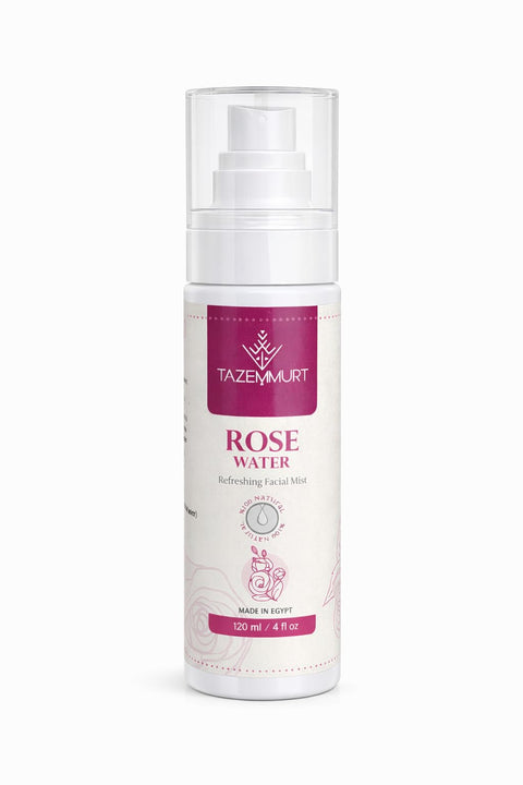 Tazemmurt Rose Water Facial Mist 120ml – 100% Natural Rosa Damascena Hydrosol – Refreshing Face Toner Spray for All Skin Types – Made in Egypt
