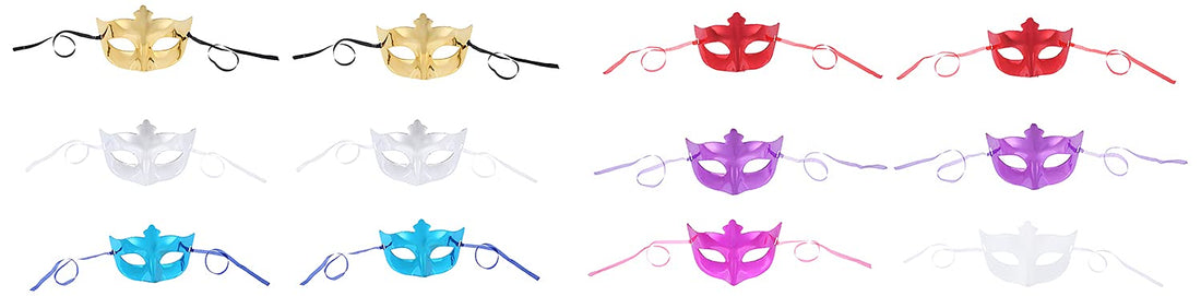 Party Eye Mask, Set of 12 - Multi Color