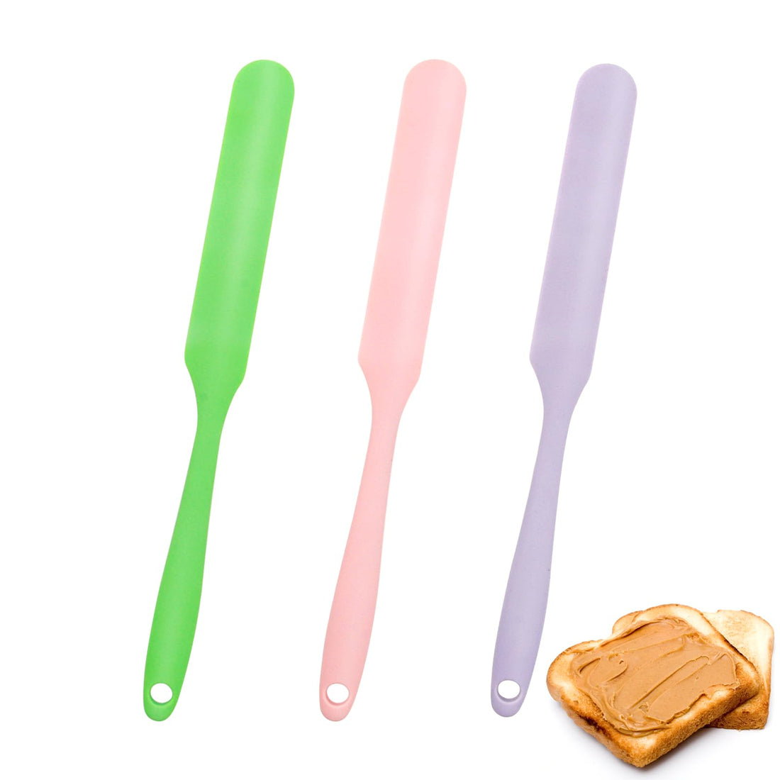 3 Pieces Peanut Butter Knife Spatula Silicone for Stirring, Scraping and Cleaning Large Jars