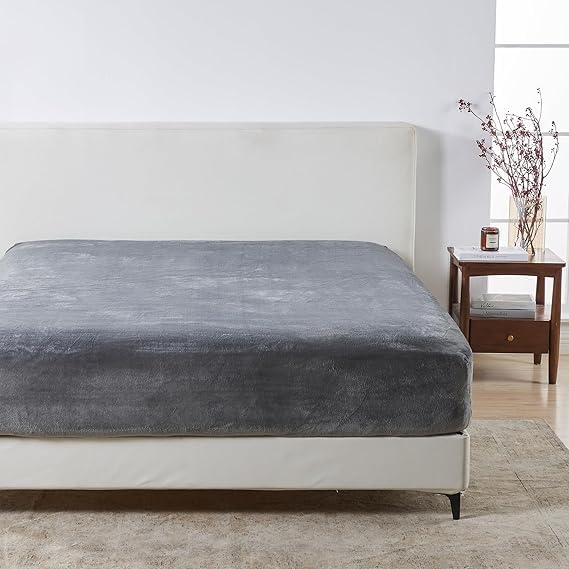 Heavy Plush Bed Warmer with Elastic Edges to Ensure Stability and Full Warmth (Charcoal, 160 * 200 * 30cm)