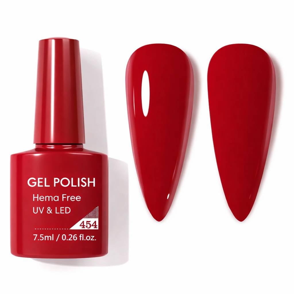 Burgundy Gel Nail Polish Soak Off UV LED, Deep Red Burgundy Color, Smooth High Coverage Formula, Long Wearing Manicure Gel, Easy Application for Nail Art & Salon Use, 7.5ml (Shade 454)