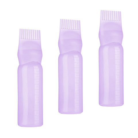 FVIZAL Hair Oil Applicator Bottle,3pcs Hair Oil Applicator Bottle,Root Comb Applicator Bottle with Scale Massager Shampoo Brush Squeeze Root Bottle for Hair Coloring Dye and Scalp Treatment Tools