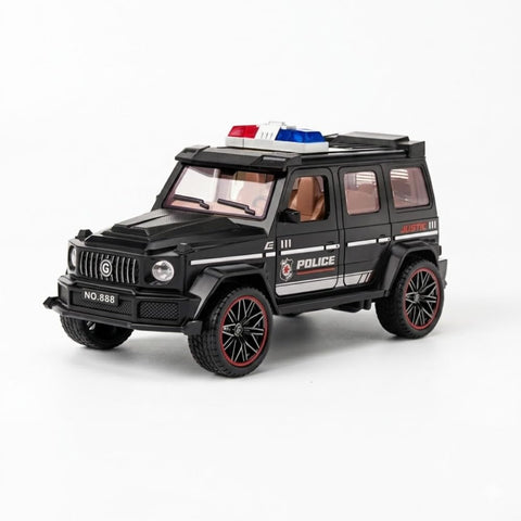1:32 Scale 4WD Sports Toy Car, Luxury Classic Model Toy Car with Opening Doors and Friction Action, Multi-Colour, Boy Gift 3+ (Black Police)