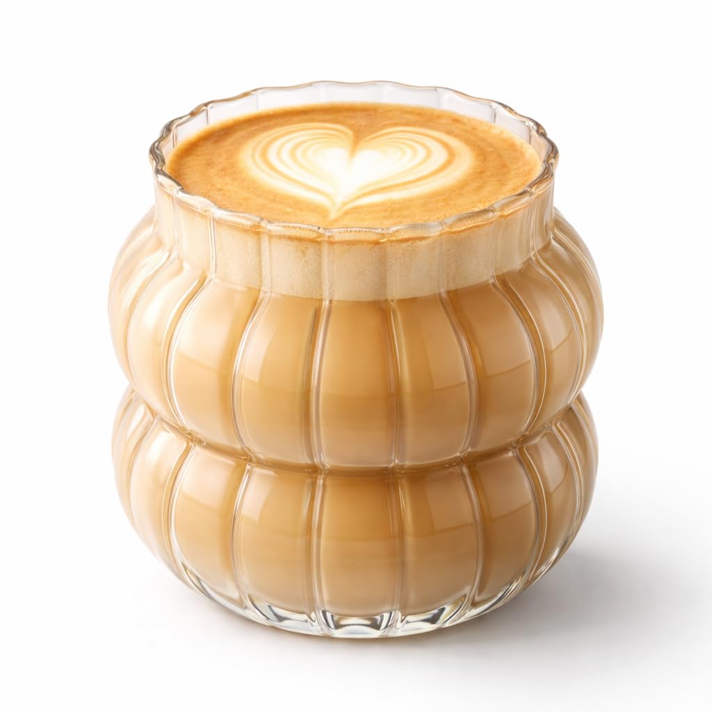 OVA Ribbed Glass Cups – 410 ml Transparent Wavy Drinking Glasses for Iced Coffee, Juice & Beverages (Clear - 1 Piece)