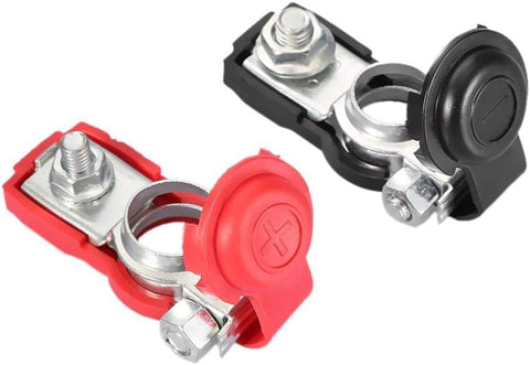 Battery Cable Terminal Clips Connectors for Diesel Cars Trucks with Red and Black Plastic Cover Modern Amp Battery Clips Connectors (Set of 2) - KaberTrade