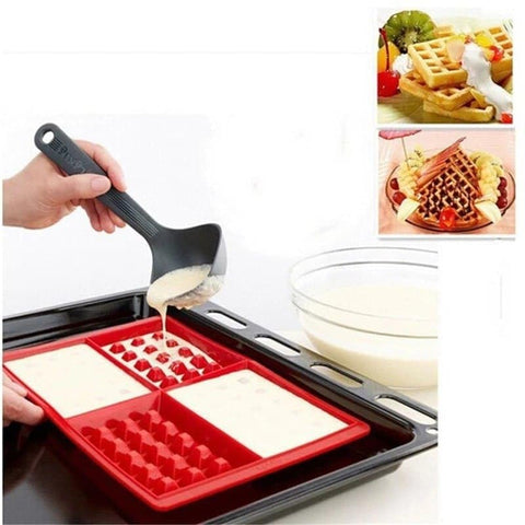 Generic Silicone Waffle Mold 4 Sections 27x18cm Waffle Maker Method: Mix 100g Liquid Butter with 150g Sugar, Add 3 Eggs, 100ml Milk, 200g Generic