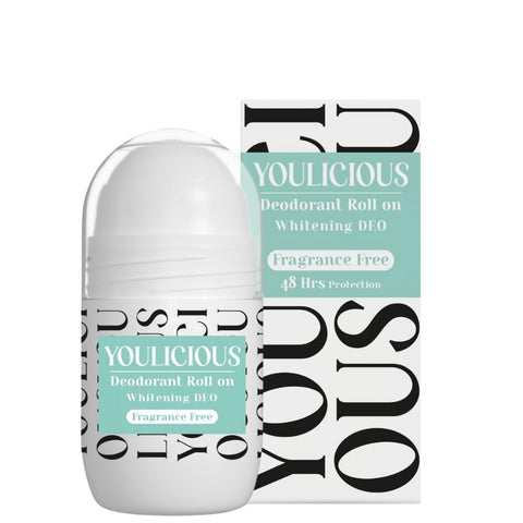Youlicious Deodorant Roll-On (Fragrance-Free) – 50 ML - "Lactic acid - Licorice root - Alpha arbutin - Alum rock-Aloe vera - Whitening & Unifying Skin Tone - 48 hours Protection - for sensitive skin